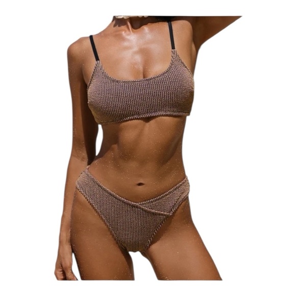 Cupshe Rib Mineral Wash Scoop Neck Top & Hipster Bikini Set Size M - Picture 16 of 16